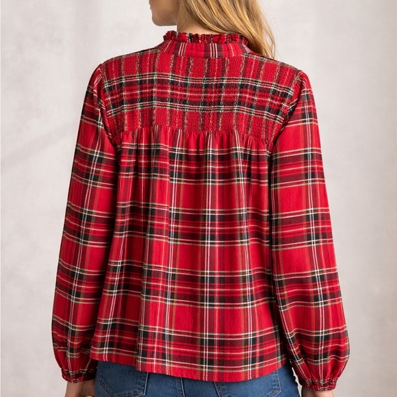 J.Crew Tartan Plaid Popover Blouse - Picture 4 of 10